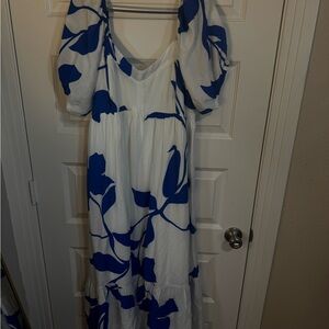 Nine West Blue and White Maxi Dress